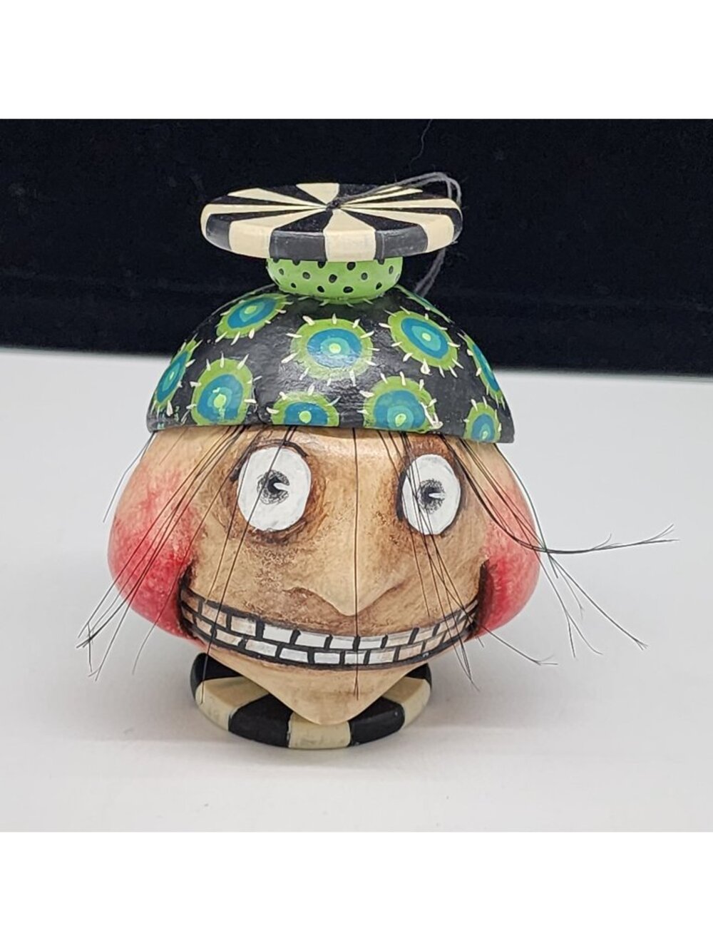 Paper Mache Whimsical Figurine Ornament Hat Quirky Expression Kelley Jones